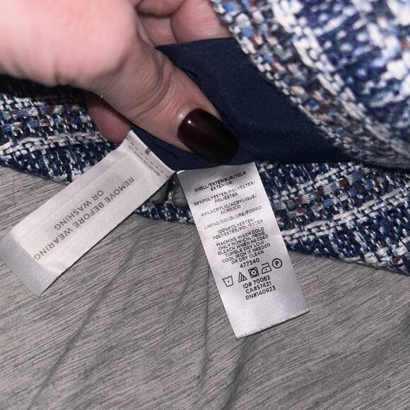 Loft Blue Tweed Print Zipper Pocketed Preppy Y2K Retro Mini Skirt Size 0 - Picture 8 of 10